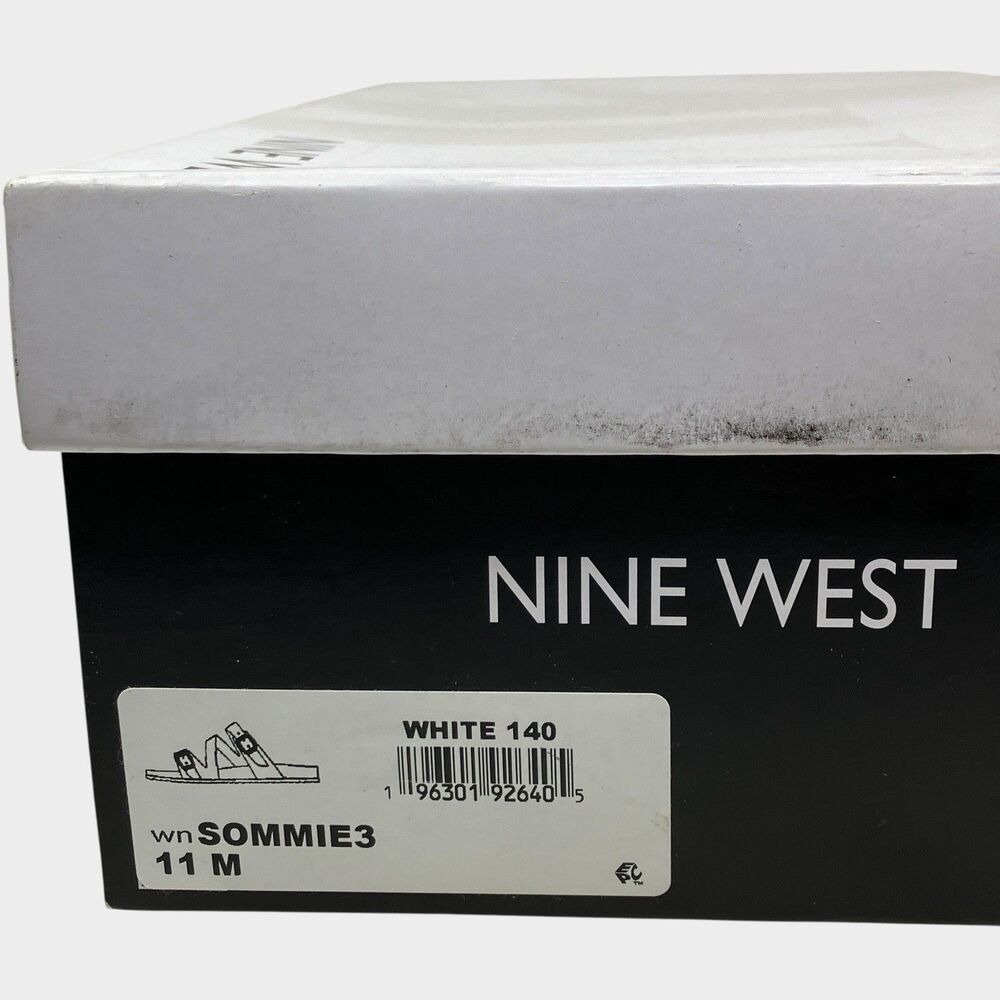 Nine West Double‎ Buckle Sandals 11 White Slip On Comfort Footbed Slides - Picture 10 of 11